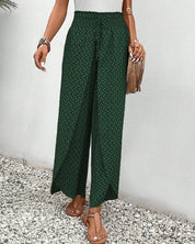 Magdalene - Women's Geometric Print Wide-Leg Trousers