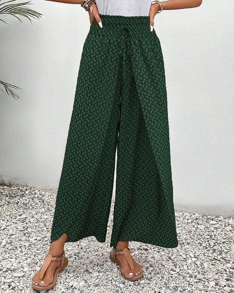 Magdalene - Women's Geometric Print Wide-Leg Trousers