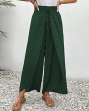Magdalene - Women's Geometric Print Wide-Leg Trousers