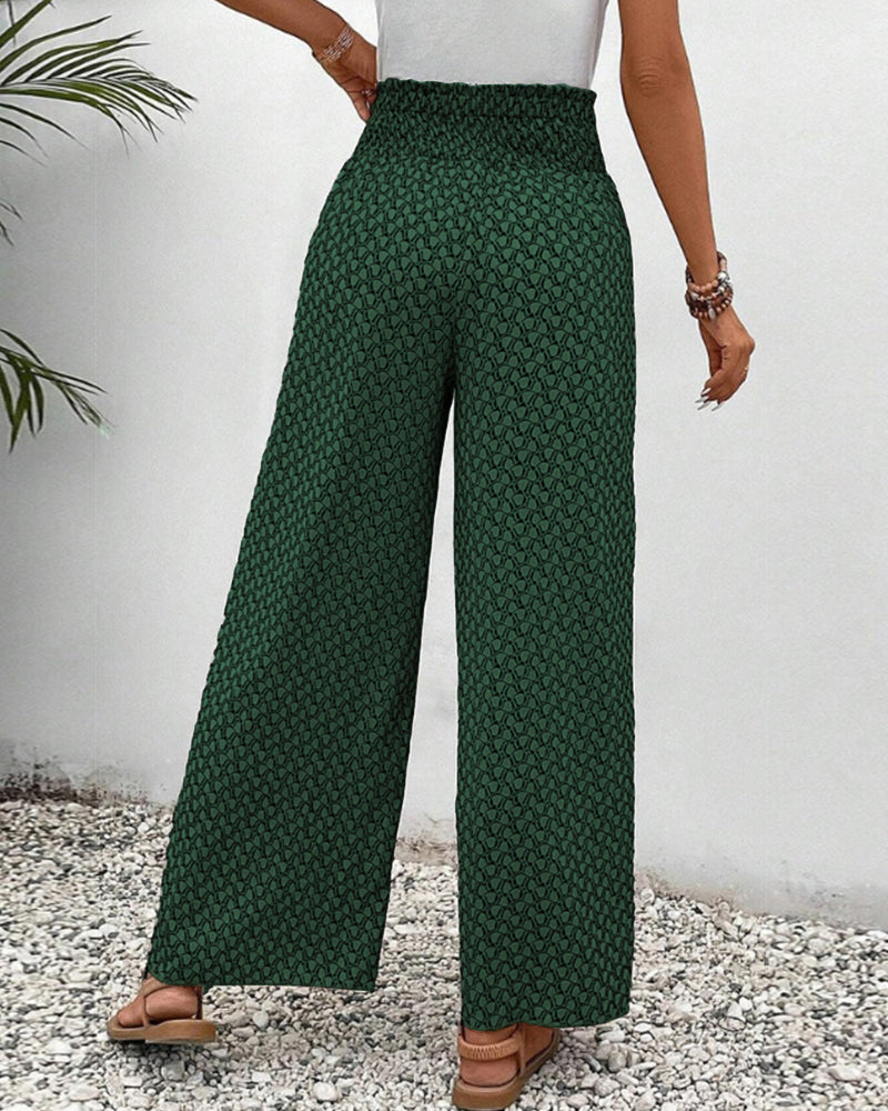 Magdalene - Women's Geometric Print Wide-Leg Trousers