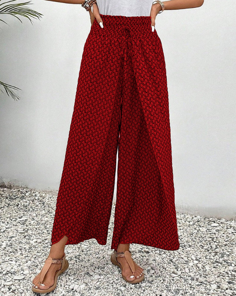 Magdalene - Women's Geometric Print Wide-Leg Trousers