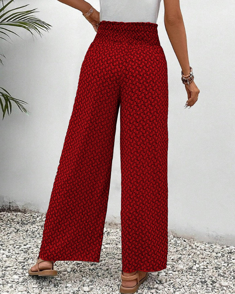 Magdalene - Women's Geometric Print Wide-Leg Trousers