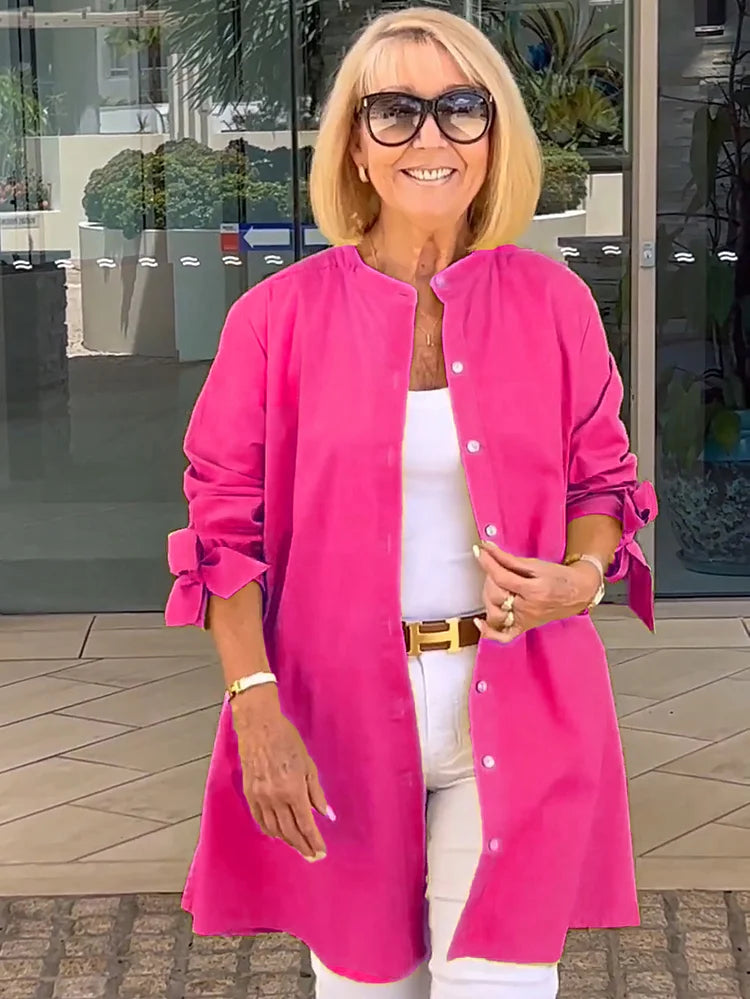 Gathered Back Cotton Shirt Jacket With Flowy Swing Casual - New Family Finds