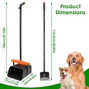 Pooper Scooper Kit – Long Handle Rake & Bin with Bags for Dog Waste