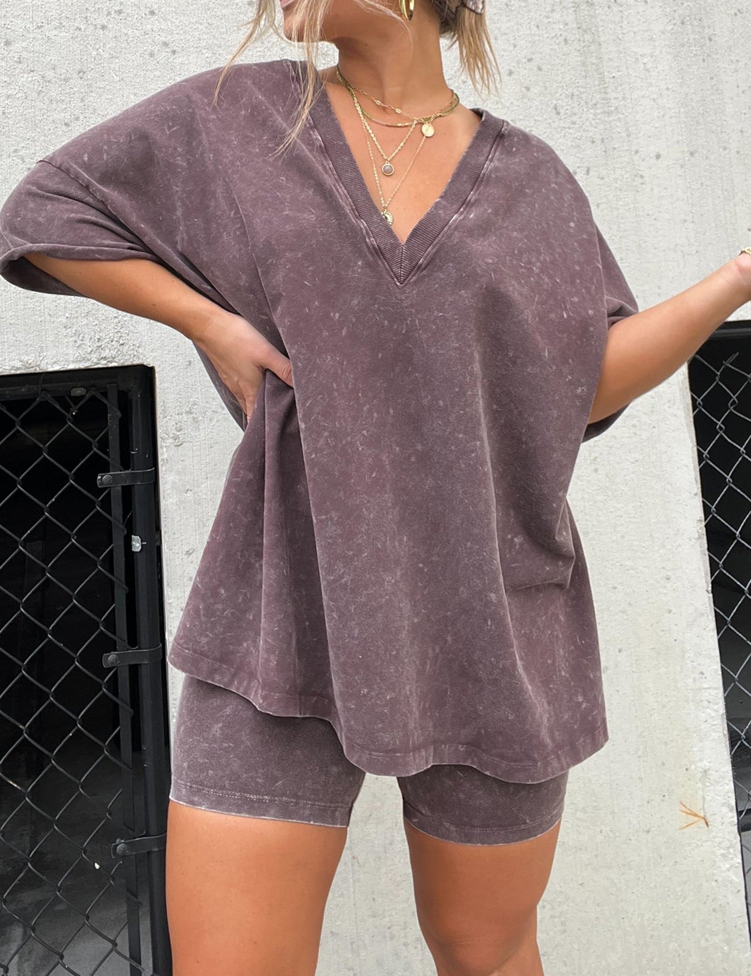 Amarra Relaxed T-Shirt and Shorts Set for Ultimate Comfort Purple