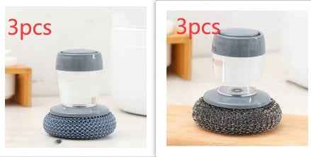 Kitchen Palm Brush – Push-Type Soap Dispenser Scrubber & Cleaner A and B 3set