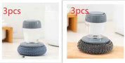 Kitchen Palm Brush – Push-Type Soap Dispenser Scrubber & Cleaner A and B 3set