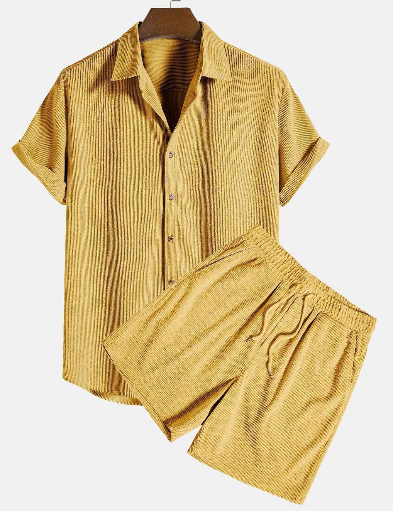 Klaus Textured Shirt and Shorts Set Yellow