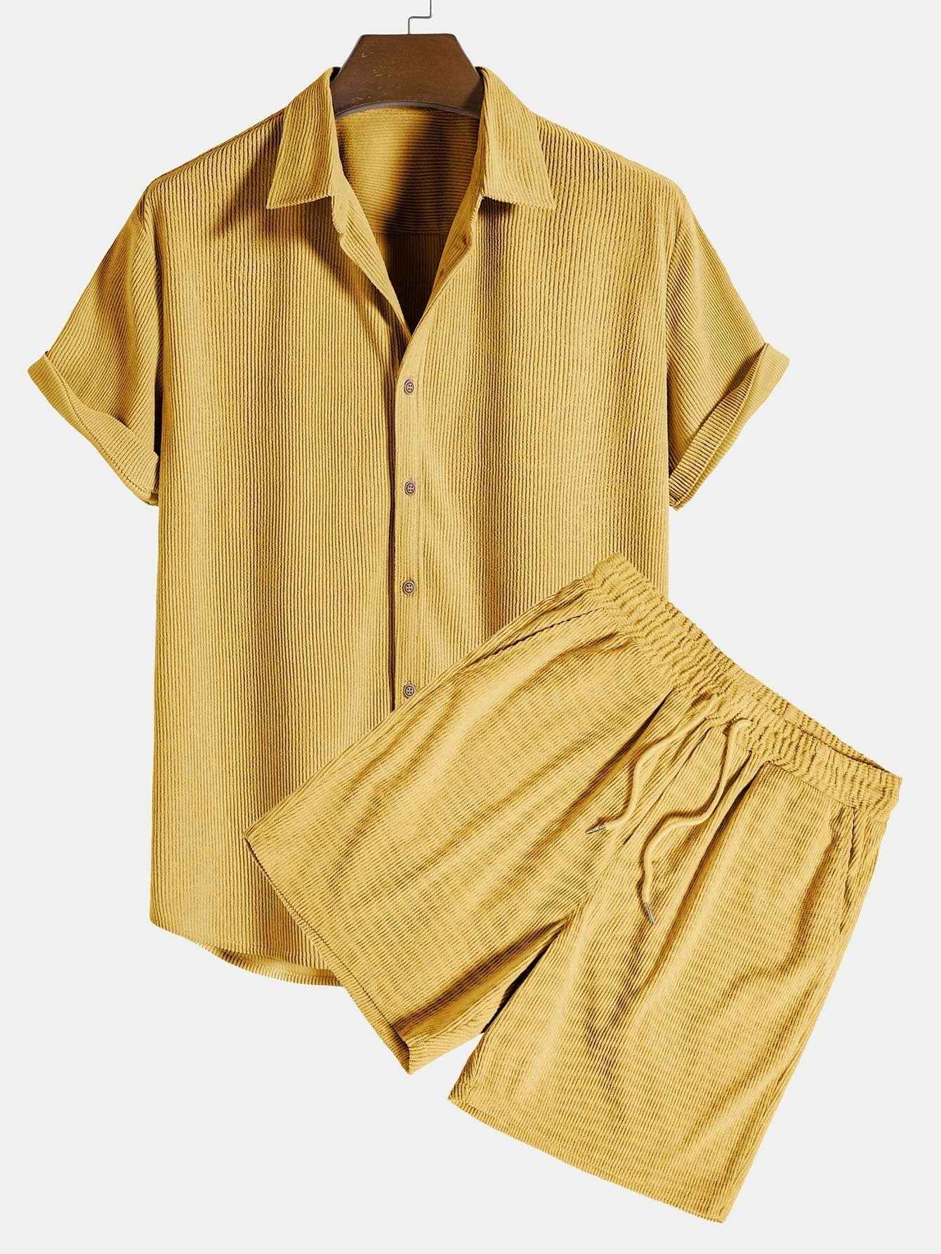 Klaus Textured Shirt and Shorts Set Yellow