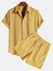 Klaus Textured Shirt and Shorts Set Yellow
