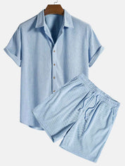 Klaus Textured Shirt and Shorts Set Light Blue