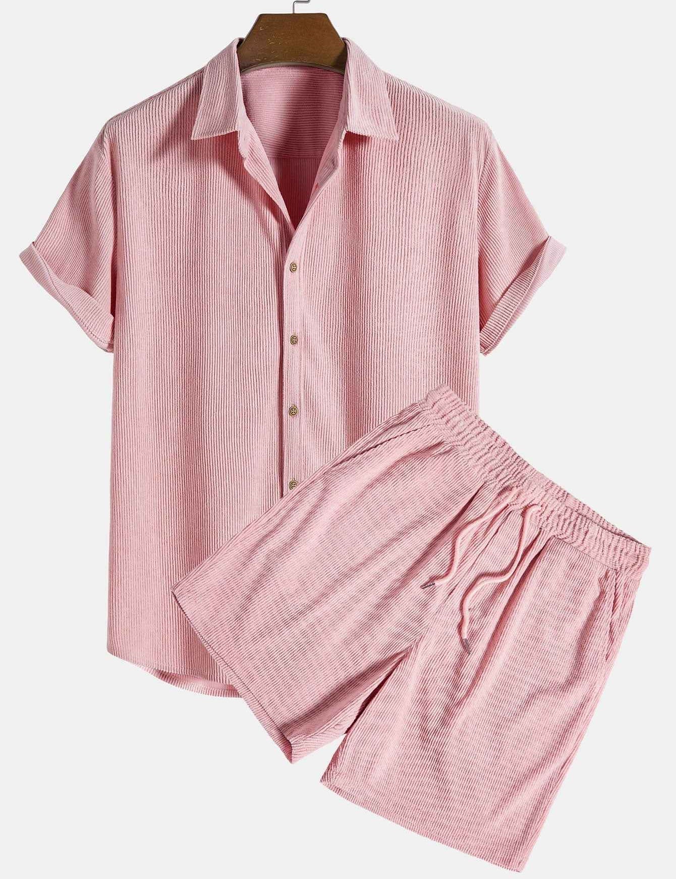 Klaus Textured Shirt and Shorts Set Light Pink
