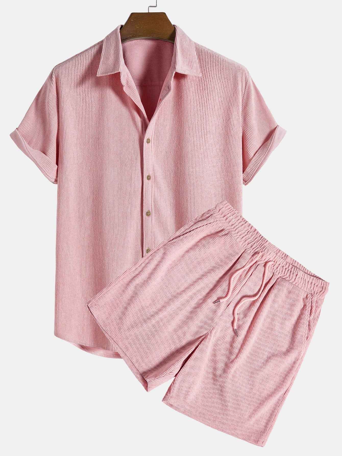 Klaus Textured Shirt and Shorts Set Light Pink