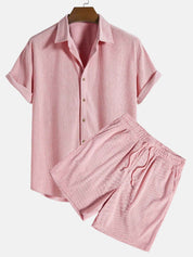 Klaus Textured Shirt and Shorts Set Light Pink