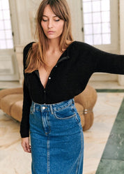 Cozy Knit Cardigan With Crew Neck And Pearl Buttons - New Family Finds