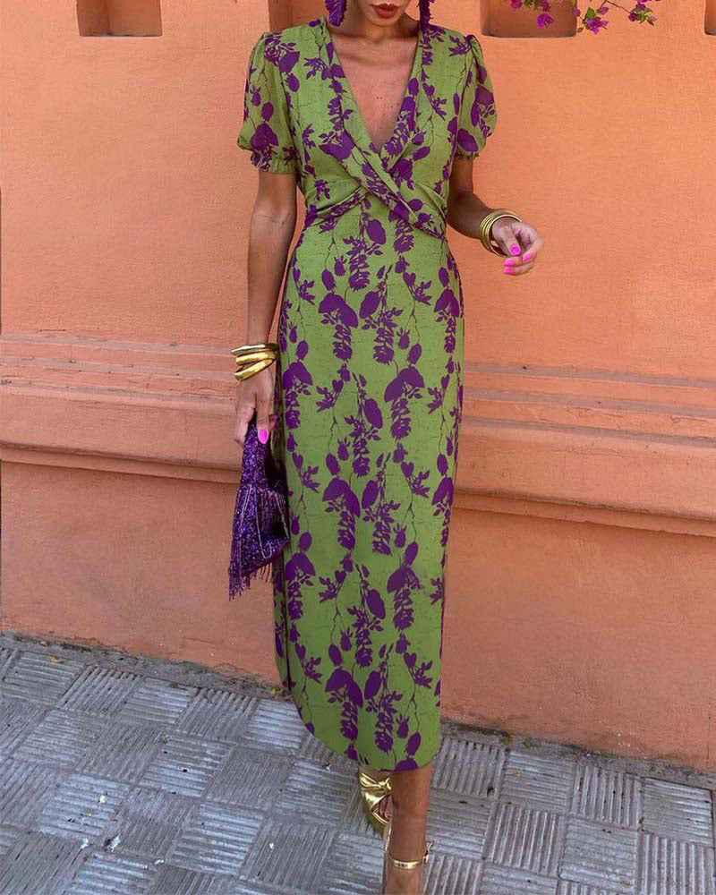 Irie – Elegant Floral Dress Green
