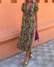 Irie – Elegant Floral Dress Green 2XL