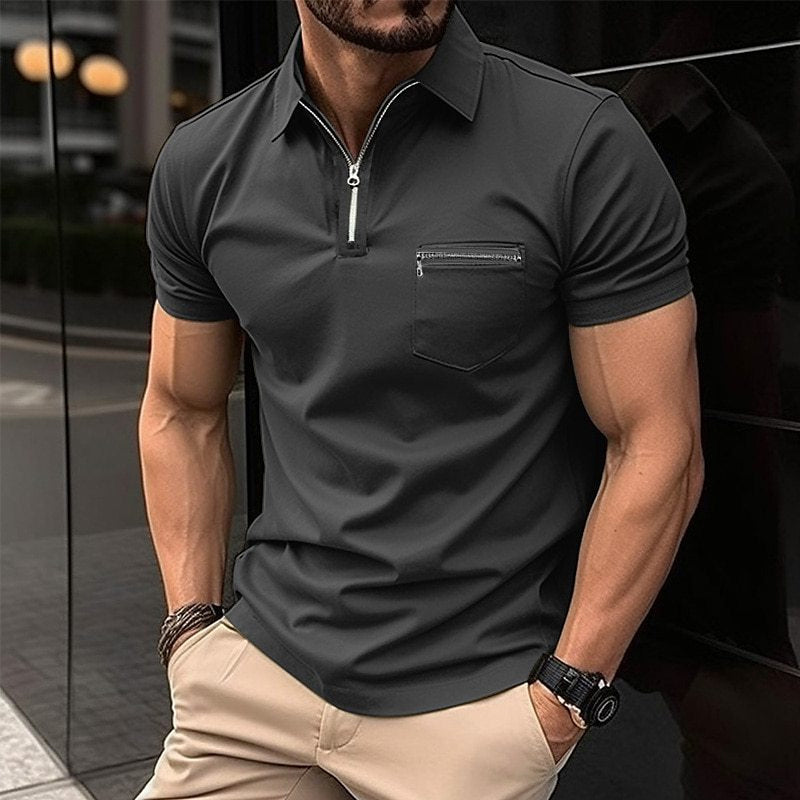 Johannes Zippered Polo Shirt Black