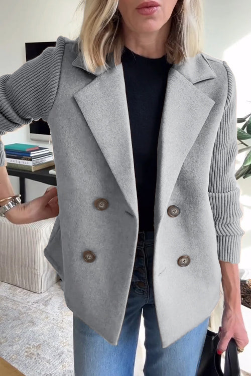 Elegant Knit Sleeve Blazer For Work And Casual Wear - New Family Finds