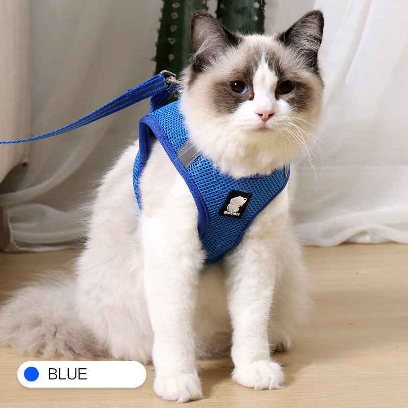 Anti-Strike Cat Harness - Sandwich Mesh Walker for All Cats Blue