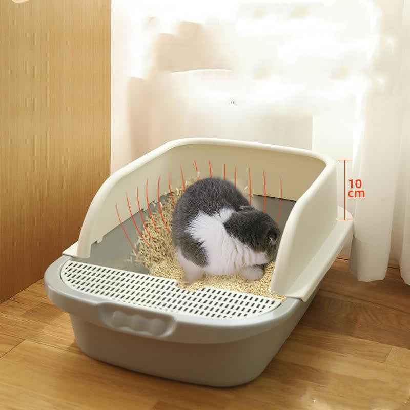 Semi-Enclosed Cat Litter Box - Deodorant Excrement Basin for Kittens and Adult Cats Pink S