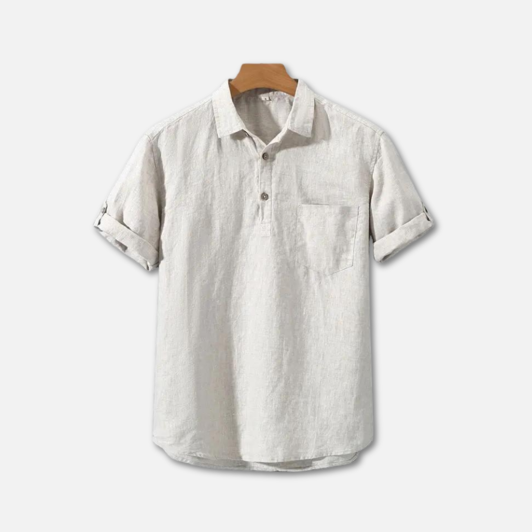 Lars Short Sleeve Shirt Featuring Chest Pocket Beige