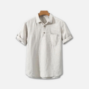 Lars Short Sleeve Shirt Featuring Chest Pocket Beige
