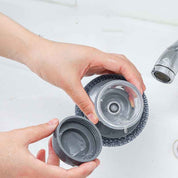 Kitchen Palm Brush – Push-Type Soap Dispenser Scrubber & Cleaner