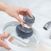 Kitchen Palm Brush – Push-Type Soap Dispenser Scrubber & Cleaner