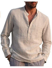 Gunther V-Neck Long Sleeve Shirt Khaki