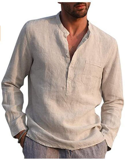 Gunther V-Neck Long Sleeve Shirt Khaki