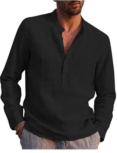 Gunther V-Neck Long Sleeve Shirt Black