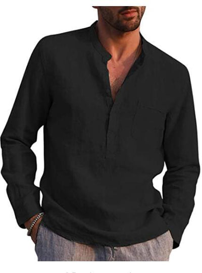 Gunther V-Neck Long Sleeve Shirt Black