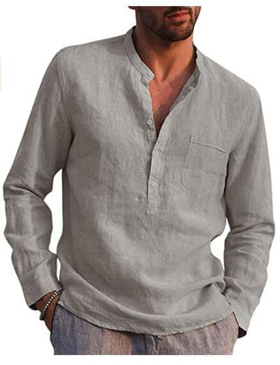 Gunther V-Neck Long Sleeve Shirt Gray