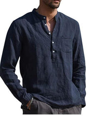 Gunther V-Neck Long Sleeve Shirt Navy blue