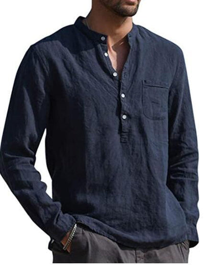 Gunther V-Neck Long Sleeve Shirt Navy blue