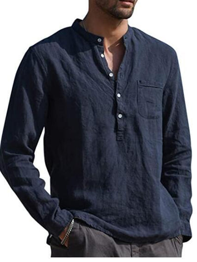 Gunther V-Neck Long Sleeve Shirt Navy blue