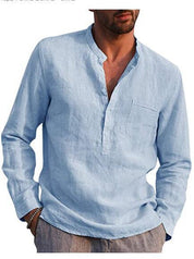 Gunther V-Neck Long Sleeve Shirt Light blue