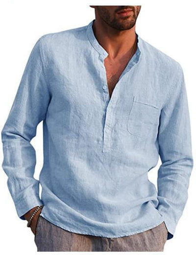 Gunther V-Neck Long Sleeve Shirt Light blue