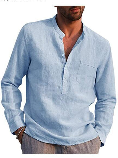 Gunther V-Neck Long Sleeve Shirt Light blue