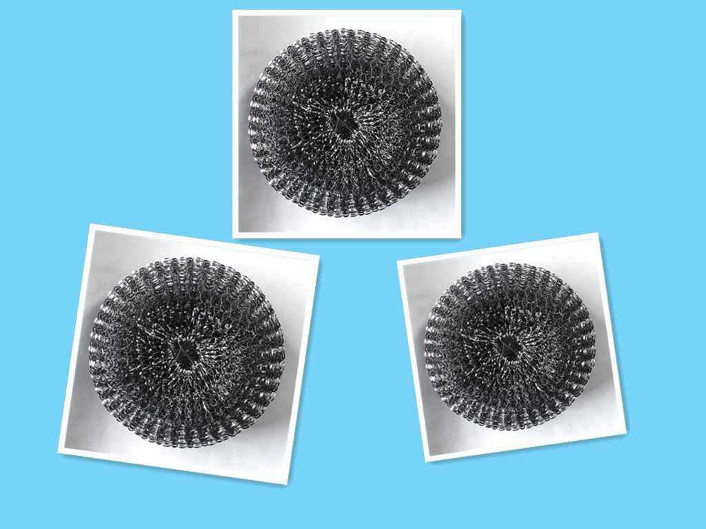 Kitchen Palm Brush – Push-Type Soap Dispenser Scrubber & Cleaner Steel ball 3pcs