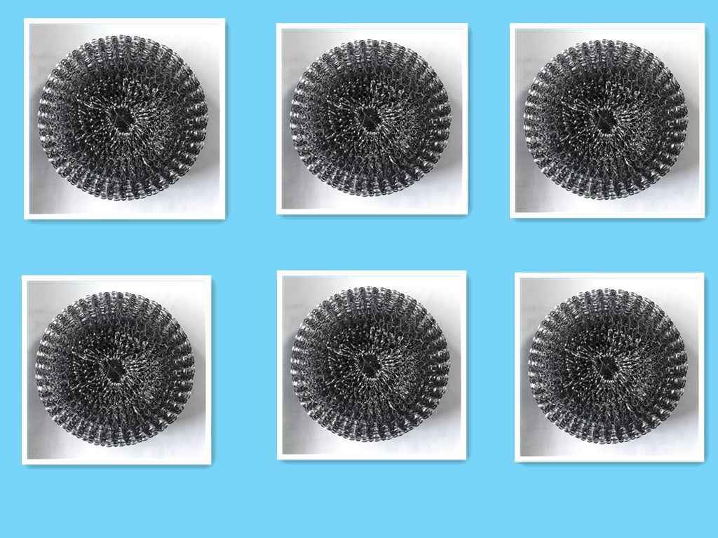 Kitchen Palm Brush – Push-Type Soap Dispenser Scrubber & Cleaner Steel ball 6pcs