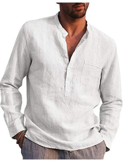 Gunther V-Neck Long Sleeve Shirt White