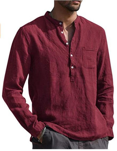 Gunther V-Neck Long Sleeve Shirt Wine red