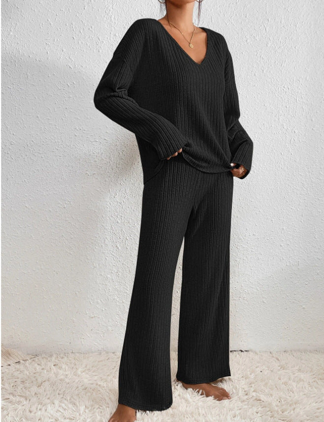 Evangeline Cozy Lounge Set - Stylish Two-Piece Comfort for Every Day Black