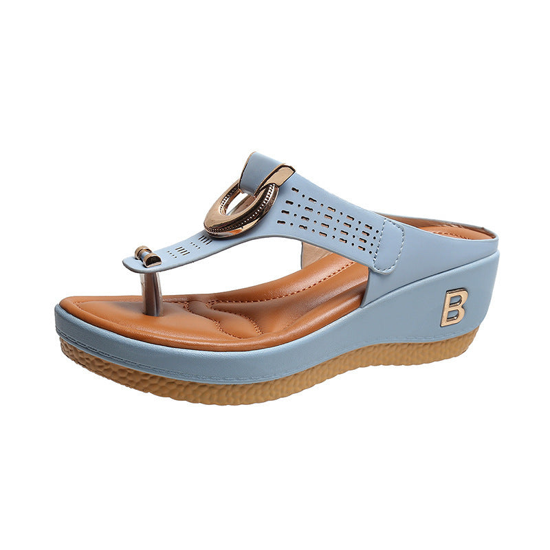 Alberte Elevated Wedge Sandals Azure Blue