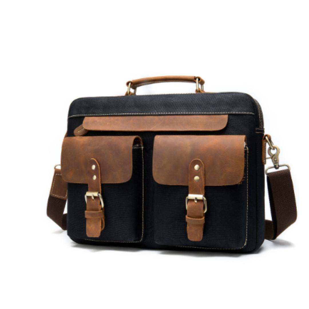 Tyrell Vintage Shoulder Bag with Secure Front Pockets Black One Size