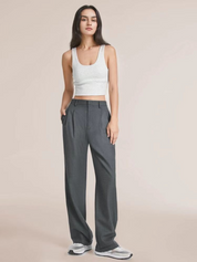 Charmaine Wide-Leg Office Trousers Dark Grey