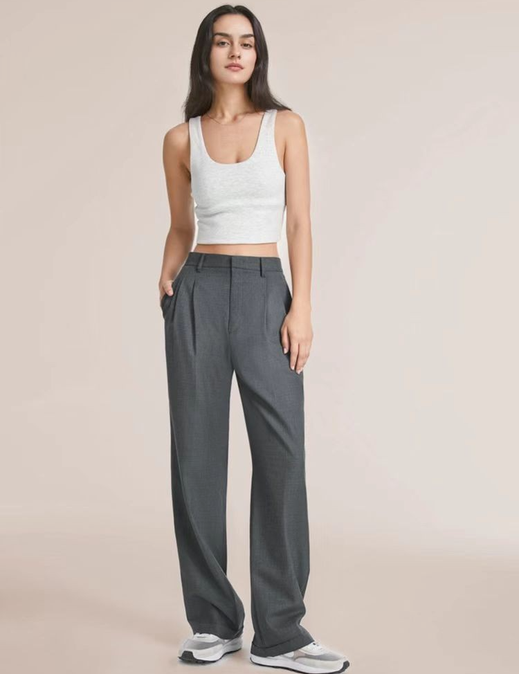 Charmaine Wide-Leg Office Trousers Dark Grey