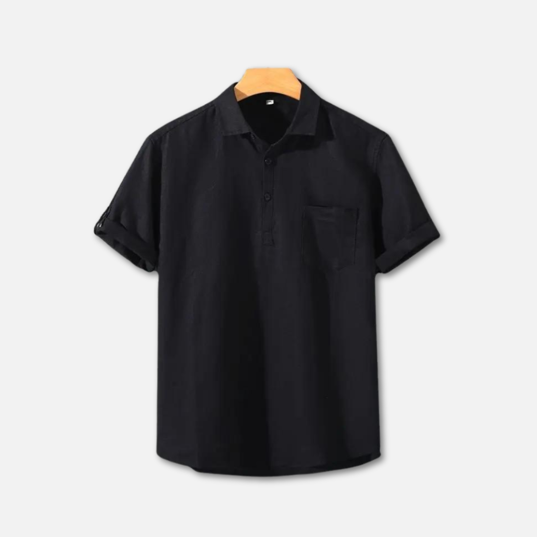 Lars Short Sleeve Shirt Featuring Chest Pocket Black
